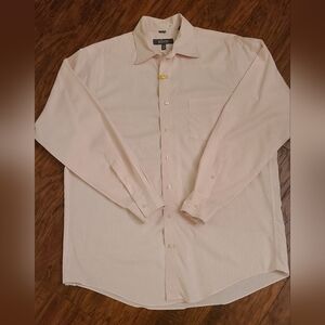 KENNETH COLE REACTION Men's White/Pink Long Sleeve Button Down Shirt - Large
